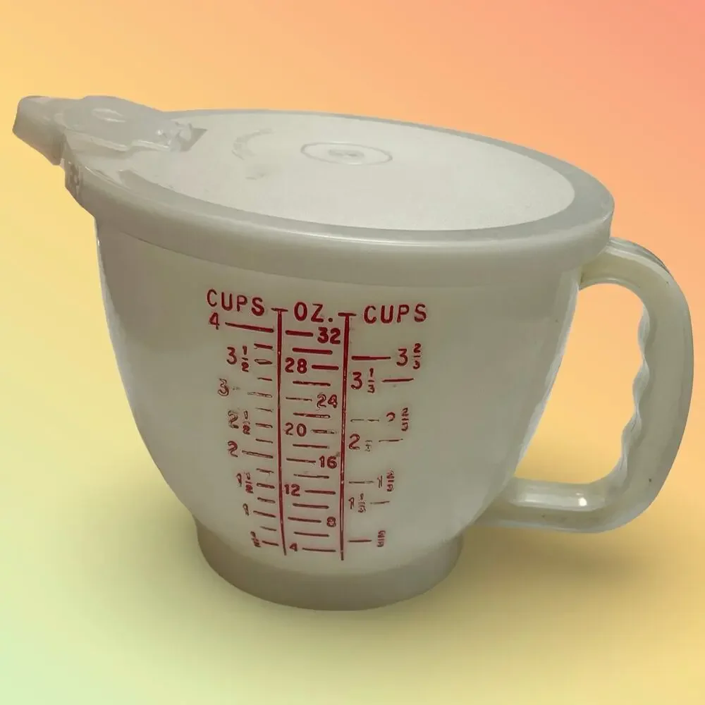 Tupperware 4 Cup Measuring Pitcher Red Lettering Mix N Stor 1288 Lid 1289 VTG